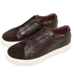 Sigotto Uomo Brown Suede Leather Slip-On Sneakers 6004 Size 43 US 10